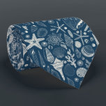 Sea shells on  dark blue tie<br><div class="desc">Hand-drawn vector pattern with sea shells</div>