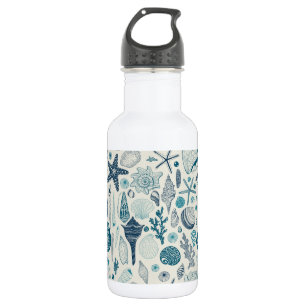 Sea shells on off white 532 ml water bottle