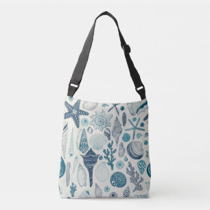 Sea shells on off white crossbody bag