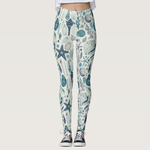 Sea shells on off white leggings
