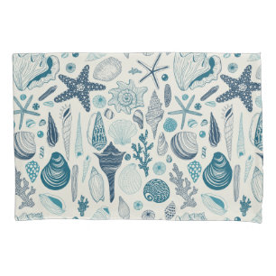 Sea shells on  off white pillowcase