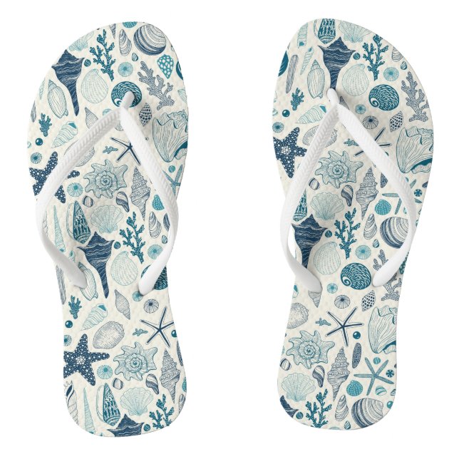 Sea shells on  off white thongs (Footbed)