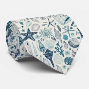 Sea shells on  off white tie