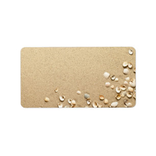 Sea Shells On Sand Label