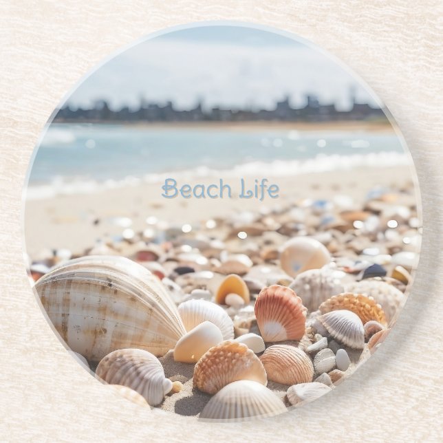 Sea Shells on the Beach Coaster (Front)
