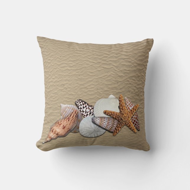 Sea Shells on the beach Cushion (Front)