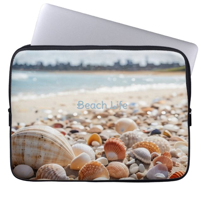 Sea Shells on the Beach Laptop Sleeve (Front)