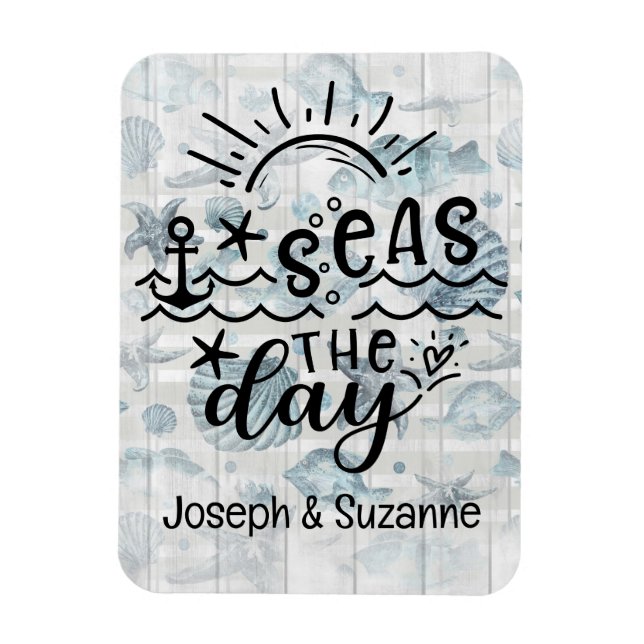 Sea Shells Personalised Seas the Day Cruise Magnet (Vertical)
