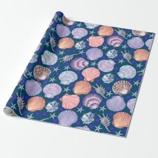 Sea Shells Scallop abstract pattern Wrapping Paper