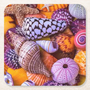 Sea Shells Square Paper Coaster