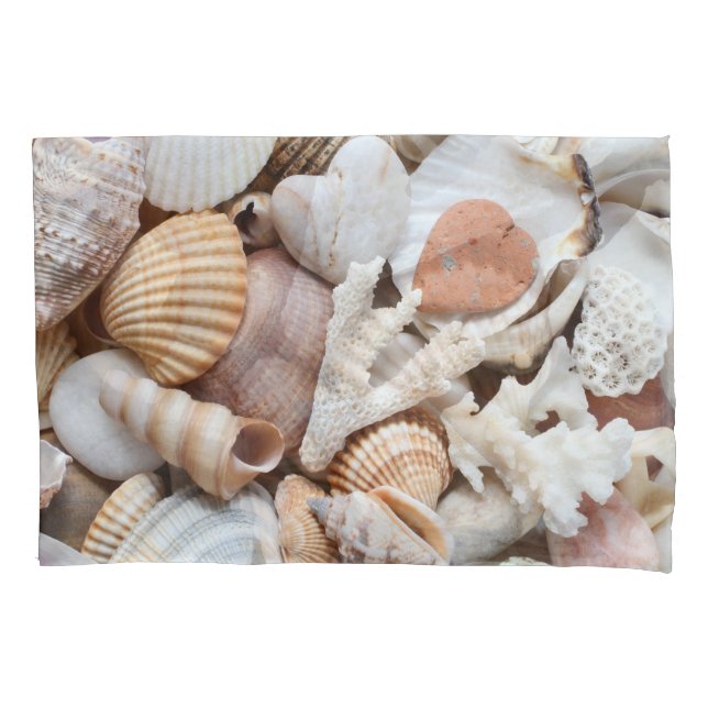 Sea Shells Stones Coral Background Pillowcase (Front)
