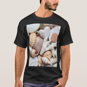 Sea Shells Stones Coral Background T-Shirt