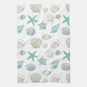 Sea shells tea towel
