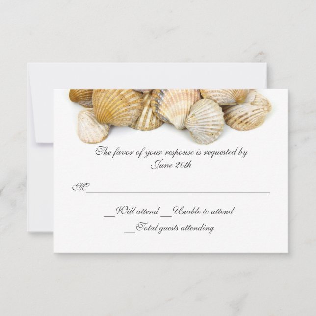 Sea Shells Wedding RSVP Card (Front)