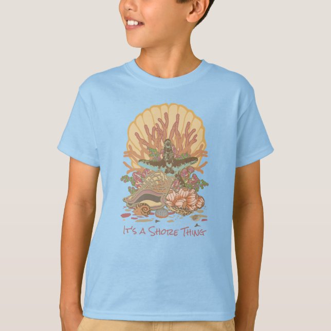 Sea Shore Beach Vibe Coral and Tan T-Shirt (Front)
