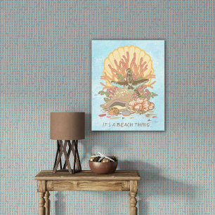 Sea Shore Beach Vibe Teal and Purple Poster Canvas Print