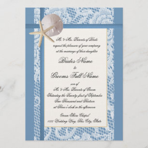 Sea Shore Romance Lace Wedding Invitation