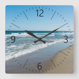 Sea shore square wall clock