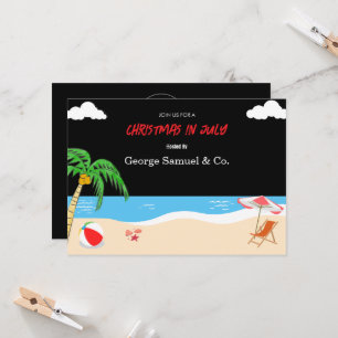 Sea Side Christmas in July Custom Name Log & Text Invitation