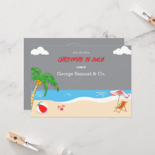 Sea Side Christmas in July Custom Name Log & Text Invitation