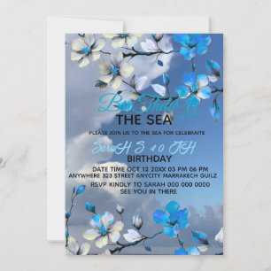  Sea &sky Blue & White Birthday Invitation Modern 