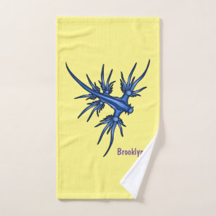 Sea slug blue dragon illustration bath towel set