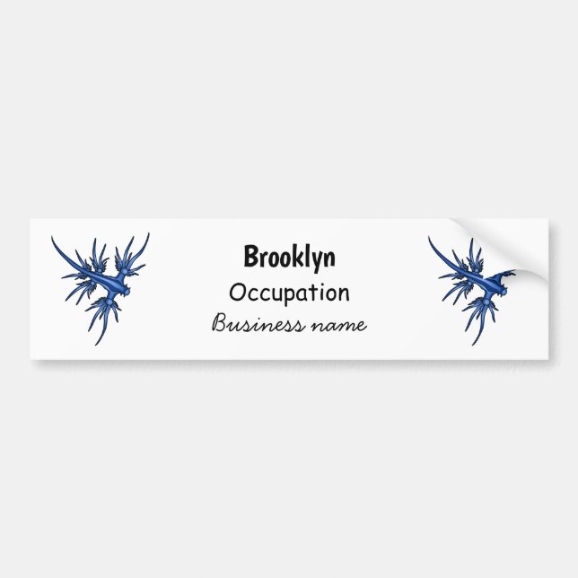 Sea slug blue dragon illustration bumper sticker (Front)