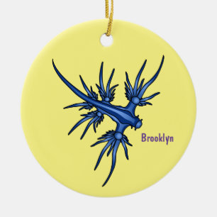 Sea slug blue dragon illustration ceramic ornament