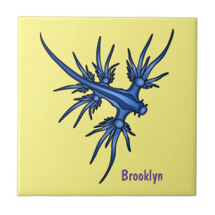 Sea slug blue dragon illustration ceramic tile
