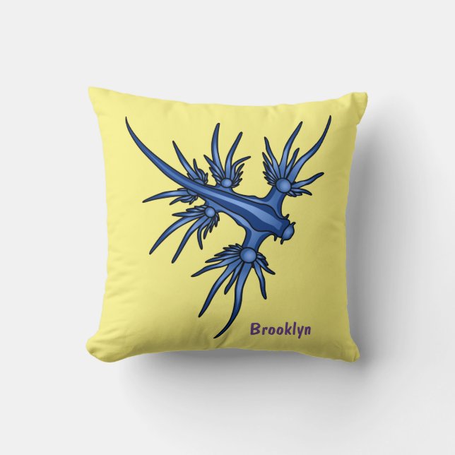 Sea slug blue dragon illustration cushion (Front)
