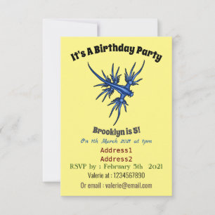 Sea slug blue dragon illustration invitation