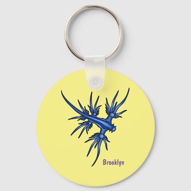 Sea slug blue dragon illustration key ring (Front)