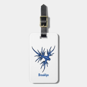 Sea slug blue dragon illustration luggage tag
