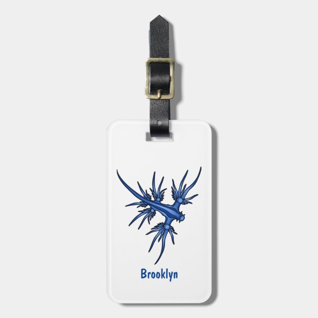 Sea slug blue dragon illustration luggage tag (Front Vertical)