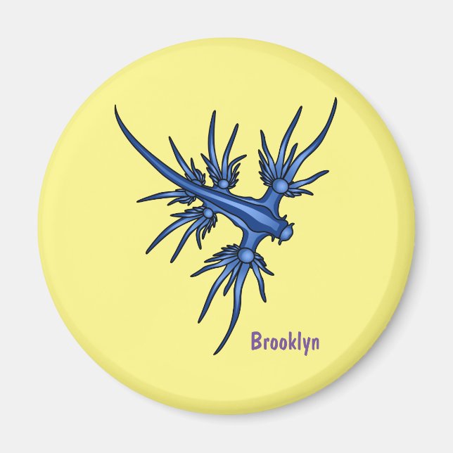 Sea slug blue dragon illustration magnet (Front)