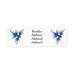 Sea slug blue dragon illustration return address label