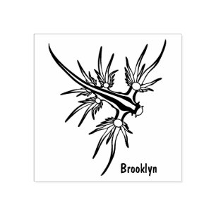 Sea slug blue dragon illustration rubber stamp