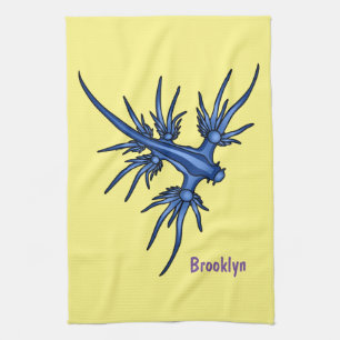 Sea slug blue dragon illustration  tea towel