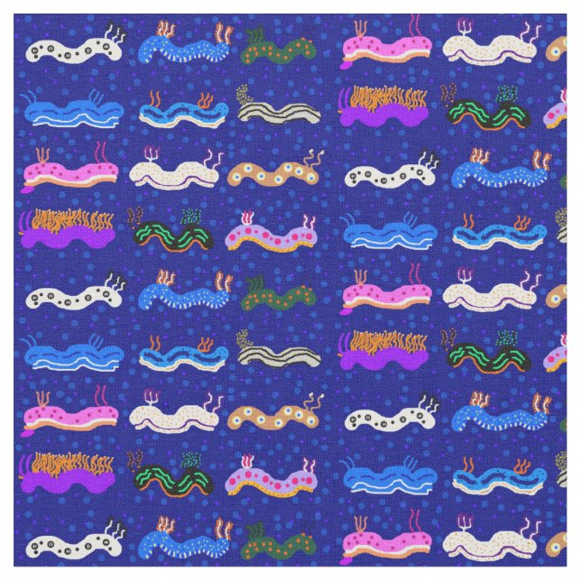 Sea Slug Variety Print Fabric (Close Up)