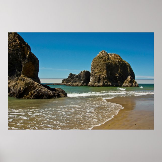 Sea Stacks, low tide, Oceanside, Oregon, USA Poster (Front)