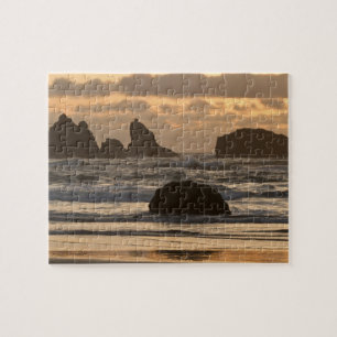 Sea stacks on the beach at Bandon, Oregon Jigsaw Puzzle