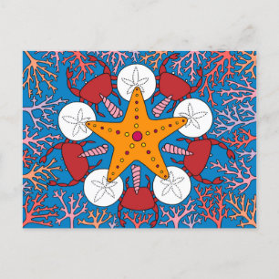 Sea Star and Coral Postcard