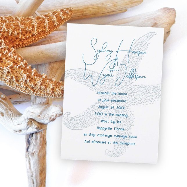 Sea Star Simple White Wedding Invitation (Creator Uploaded)