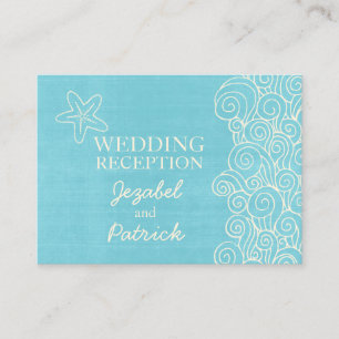 Sea star swirls blue cream wedding enclosure card