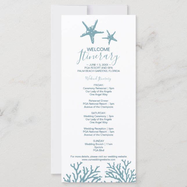 Sea Star Wedding Itinerary (Front)