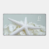 Sea Star White Hydrangea Flower Desk Mat (Front)