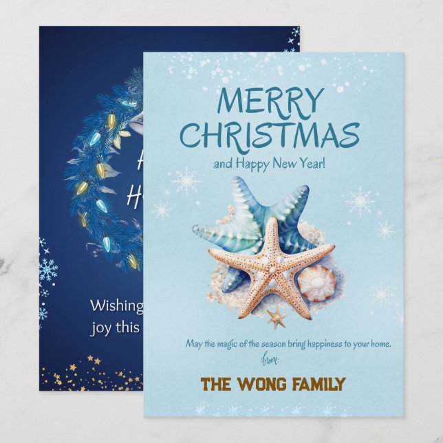 Sea Starfish Christmas Cards (Front/Back)