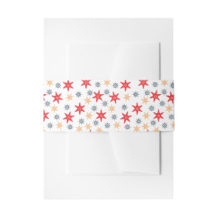 Sea stars and steer wheels pattern invitation belly band