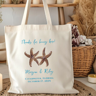 Sea Stars Couple Wedding Thank Guests Tote Bag