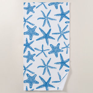 Sea stars in blue beach towel
